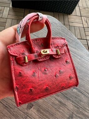 Mini Tote, Bag Charm, Coin Purse, Headphones Holder - RED